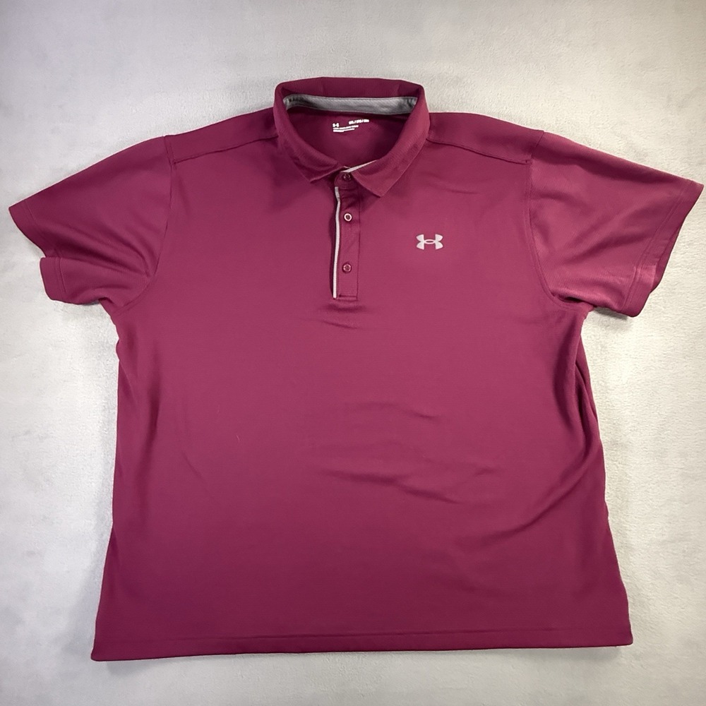 Under Armour 3XL Burgundy Performance Polo Shirt Mens‎ Activewear Golf Stretch